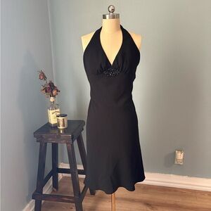 Jones New York Black One-Shoulder Halter Dress